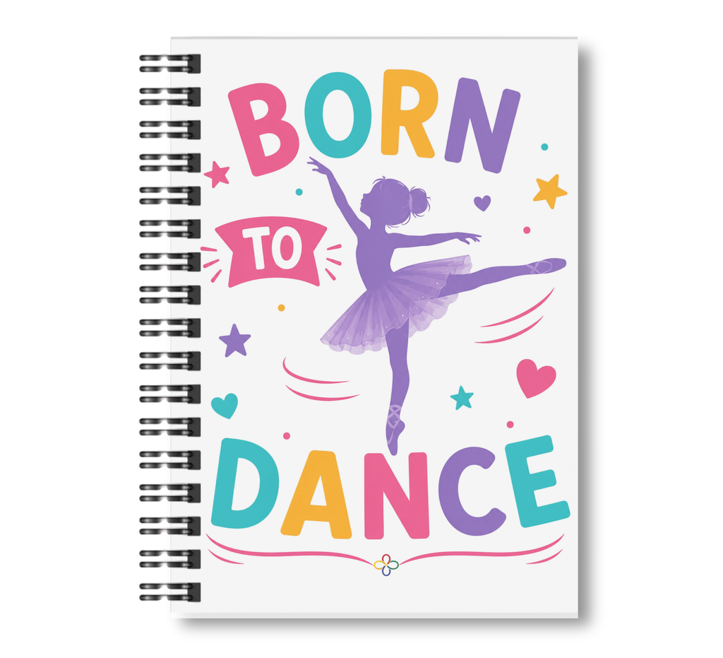 Dance Notebook - 10 CHOICES - 8.5"x11" Wide Ruled Blank Notebook, Spiral Bound