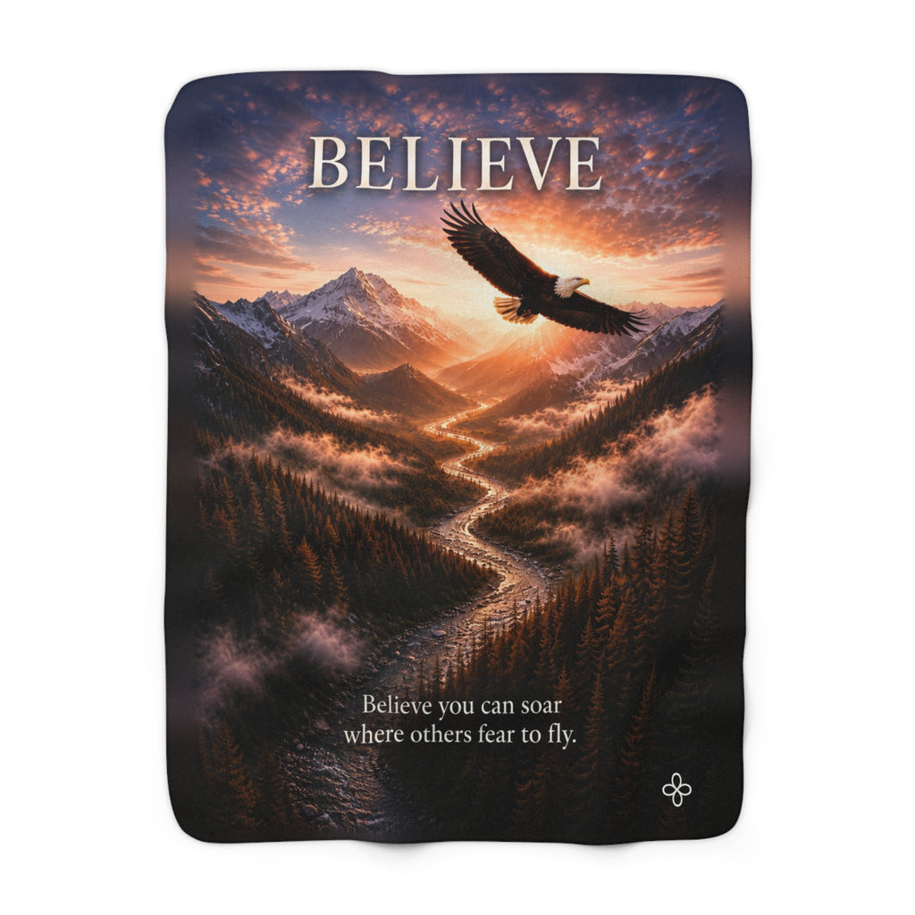 Believe Motivational Sherpa Blanket | Inspirational Quote Sherpa Fleece Throw | Uplifting Gift | Better Every Day