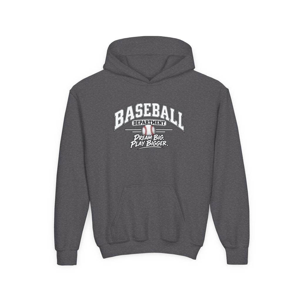 Baseball Department Youth Hoodie | Dream Big, Play Bigger | Kids Baseball Youth Hoodie