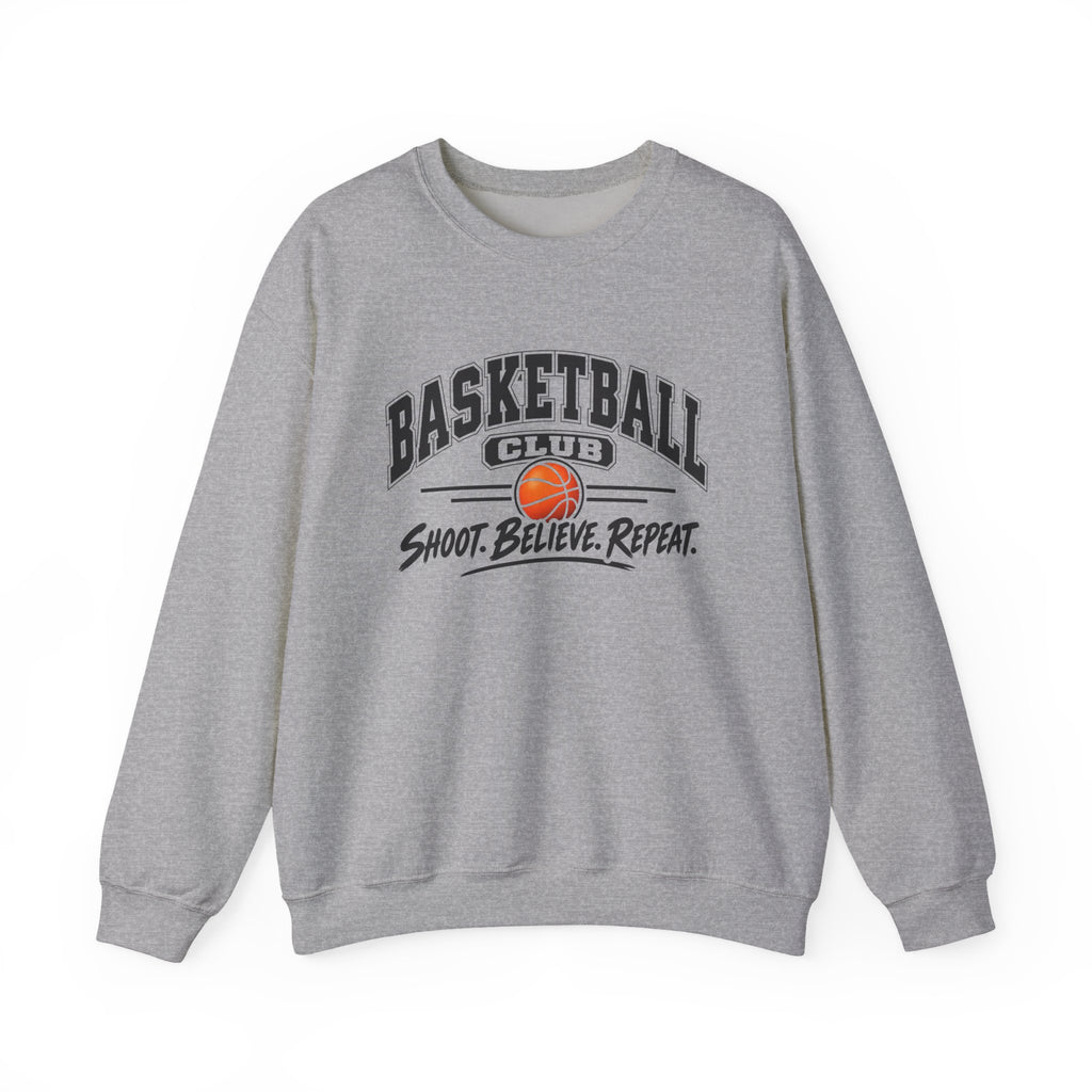 Basketball Club Sweatshirt | Shoot, Believe, Repeat | Basketball Gildan Crewneck