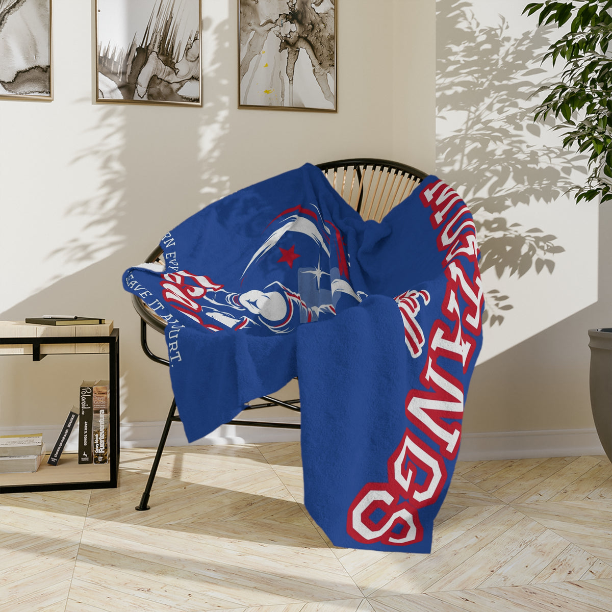 Personalized Basketball Blanket - Player Spotlight Design | Custom Team Name, Number & Player Name | 2 Styles, Your Team Colors | Plush Throw