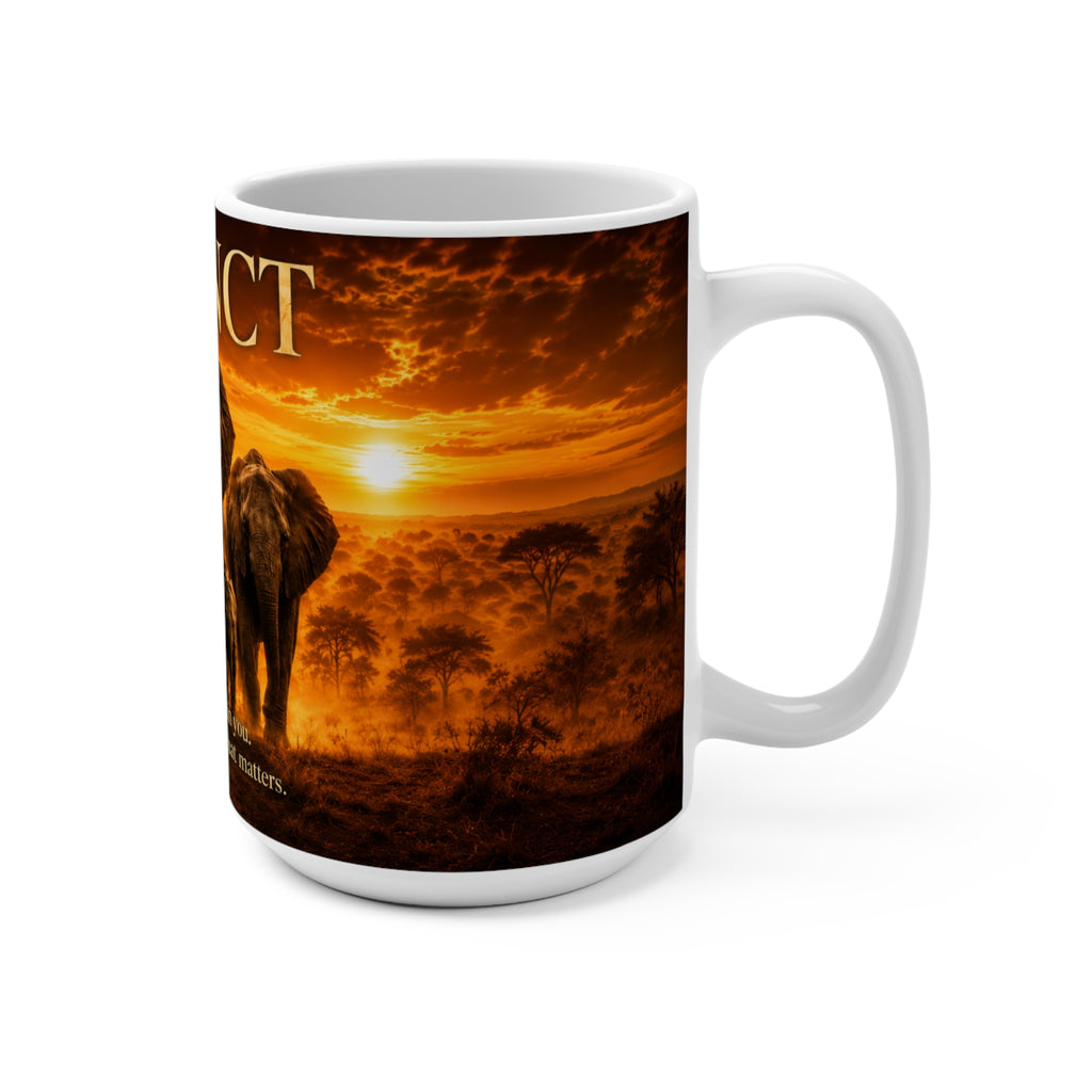 INSTINCT - Elephant - Trust What Is Within You, Stand Strong - 15 oz Inspirational Mug, Coffee Cup, Intentionalities