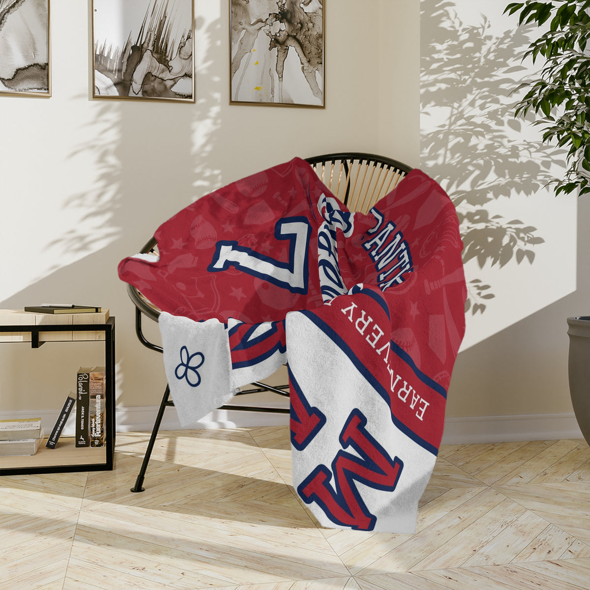 Personalized Baseball Blanket - Varsity Split Design | Custom Team Name, Number or Class Year & Player Name | Baseball Player, Senior Night Gift | Plush Throw