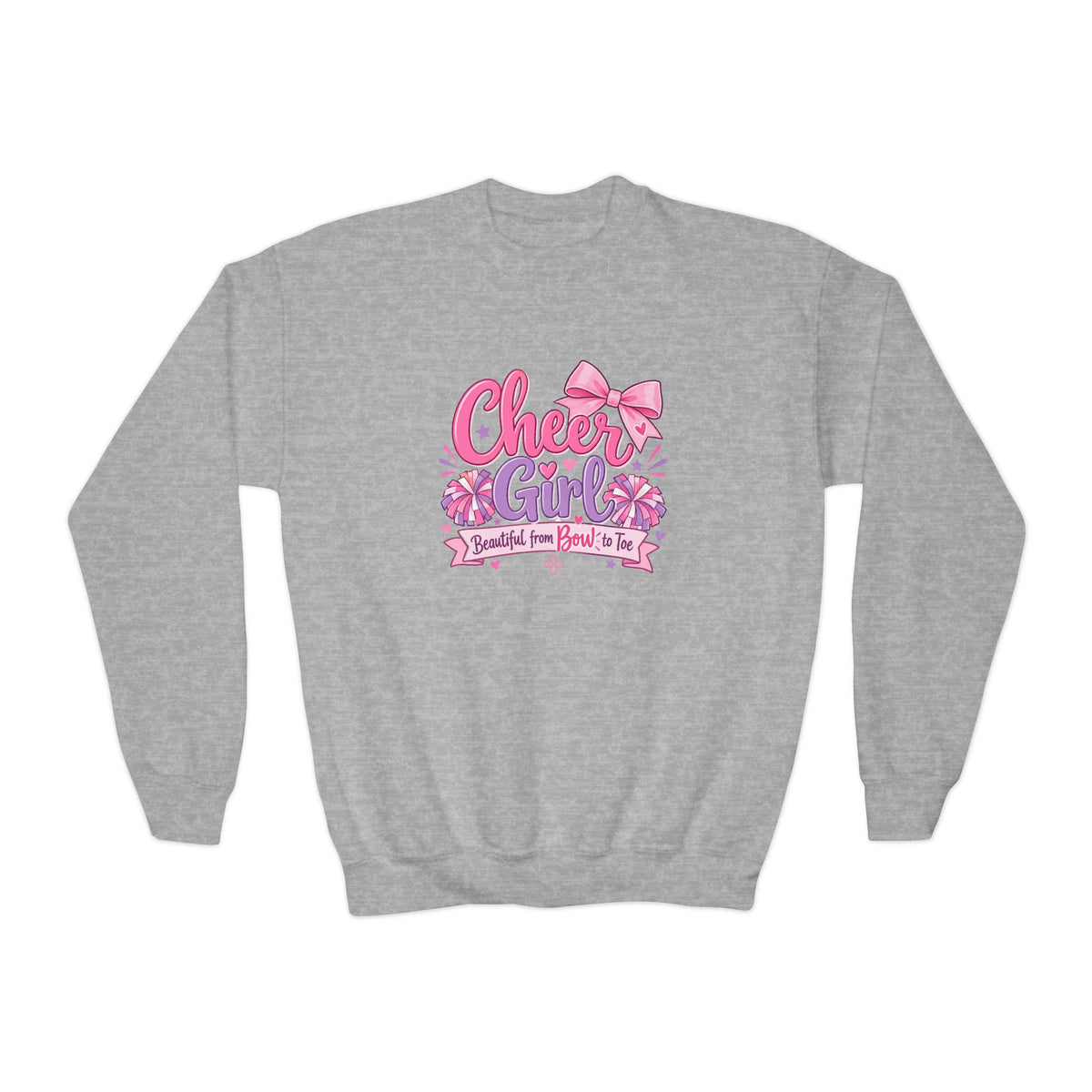 Cheer Girl Youth Sweatshirt | Beautiful From Bow to Toe | Girls Cheer Youth Crewneck