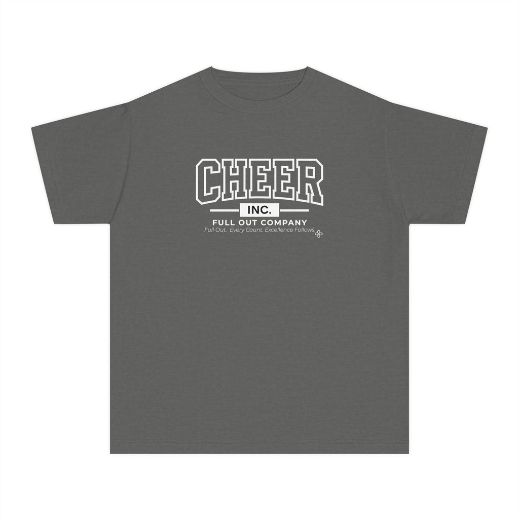 Cheer Inc. Full Out Company Youth T-Shirt | Full Out, Every Count | Girls Cheer Comfort Colors Youth Tee