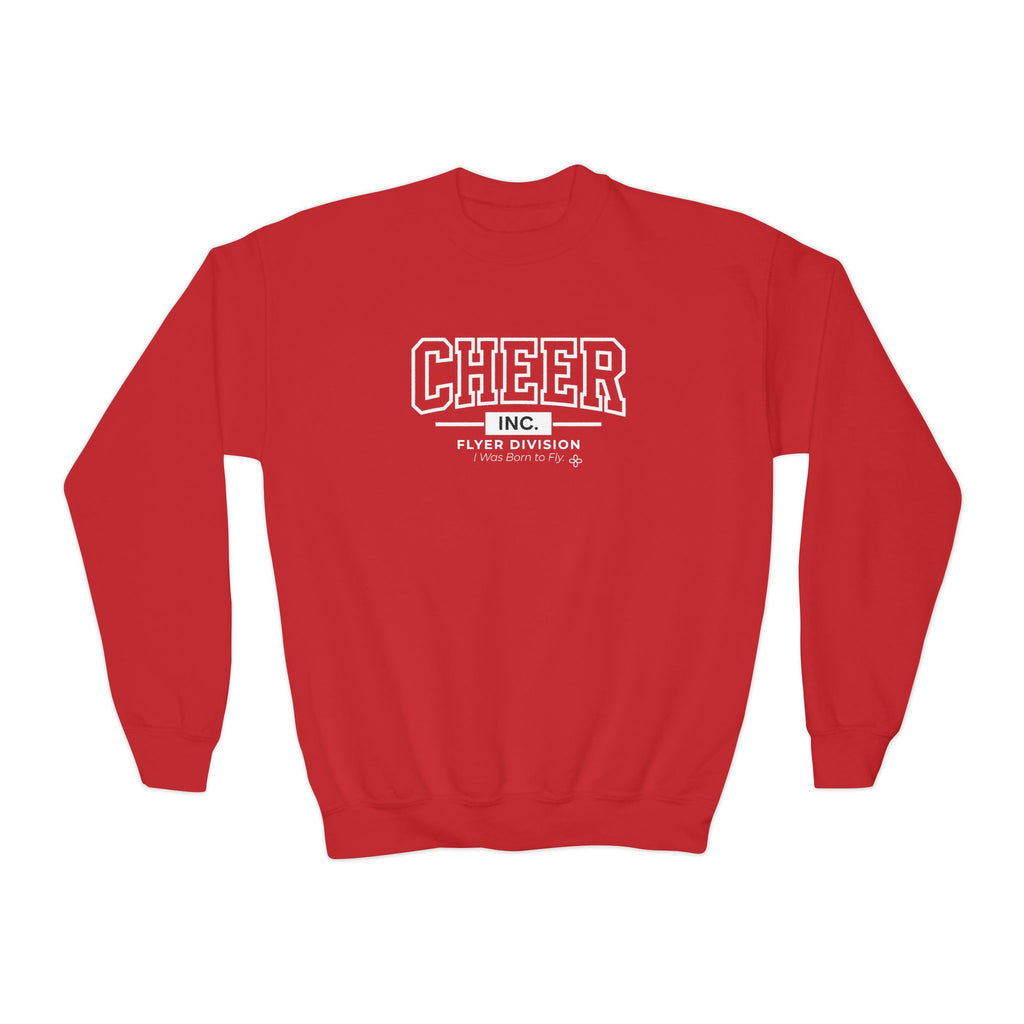 Cheer Inc. Flyer Division Youth Sweatshirt | I Was Born to Fly | Girls Cheer Youth Crewneck