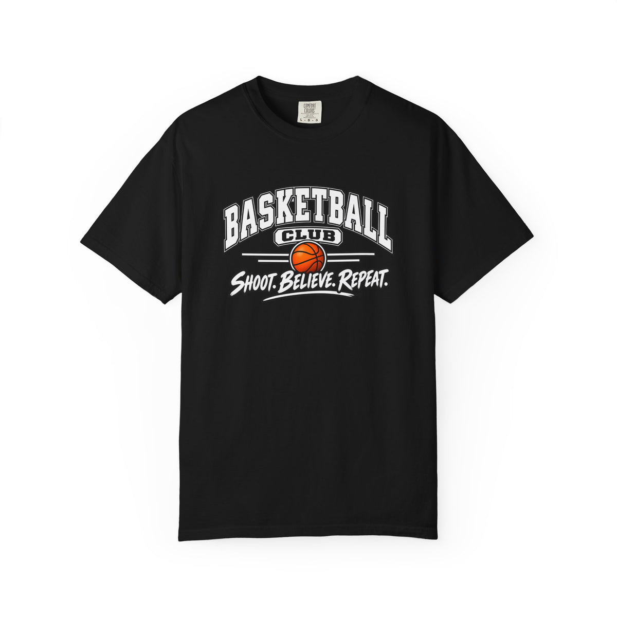 Basketball Club T-Shirt | Shoot, Believe, Repeat | Basketball Comfort Colors Tee