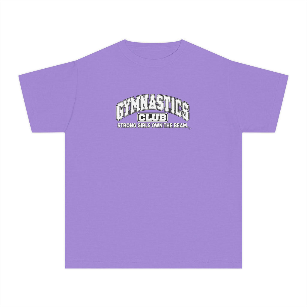 Gymnastics Club Youth T-Shirt | Strong Girls Own the Beam | Girls Gymnastics Comfort Colors Youth Tee
