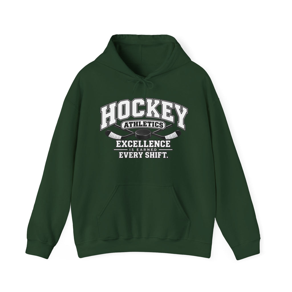 Hockey Athletics Hoodie | Excellence Is Earned Every Shift | Hockey Gildan Hoodie