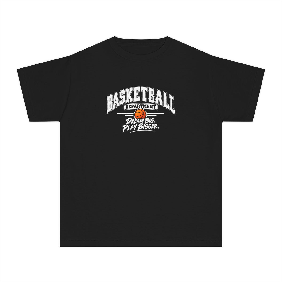 Basketball Department Youth T-Shirt | Dream Big, Play Bigger | Kids Basketball Comfort Colors Youth Tee