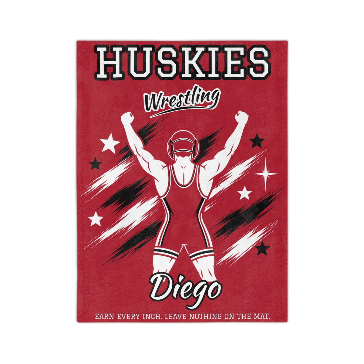 Personalized Wrestling Blanket - Player Spotlight Design | Custom Team Name, Class Year & Wrestler Name | 2 Styles, Your Team Colors | Plush Throw