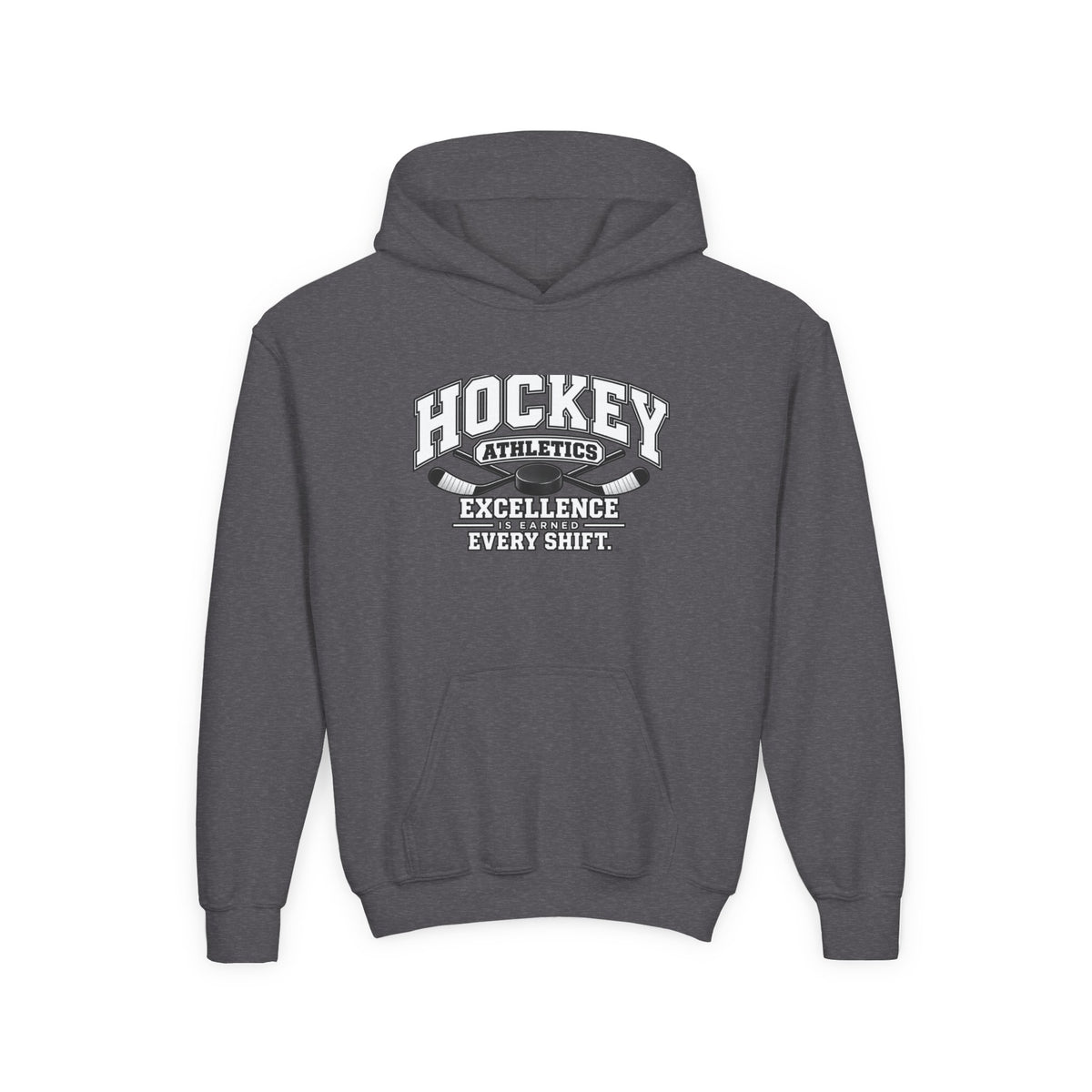 Hockey Athletics Youth Hoodie | Excellence Is Earned Every Shift | Kids Hockey Youth Hoodie