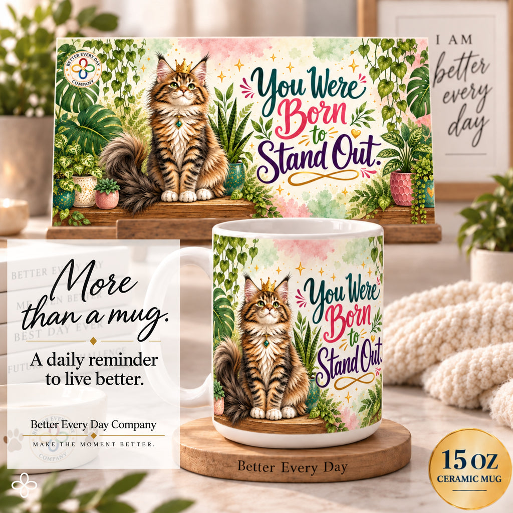You Were Born to Stand Out - 15 oz Funny Cat Mug, Coffee Cup