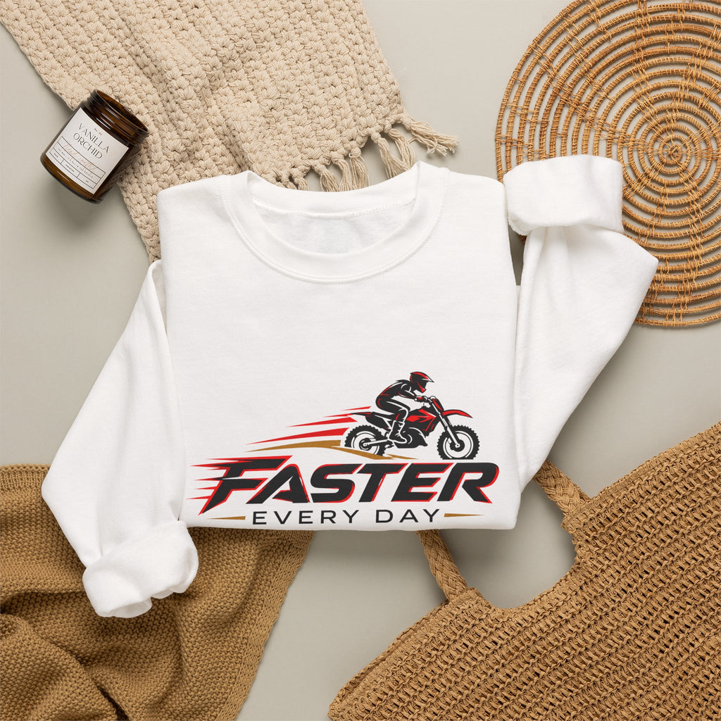 Faster Every Day Dirt Bike Logo Sweatshirt | Motocross Gift | Gildan Crewneck Sweatshirt