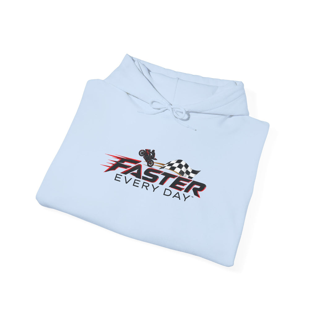 Faster Every Day Checkered Flag Logo Hoodie | Motorcycle Racing Gift | Gildan Hoodie