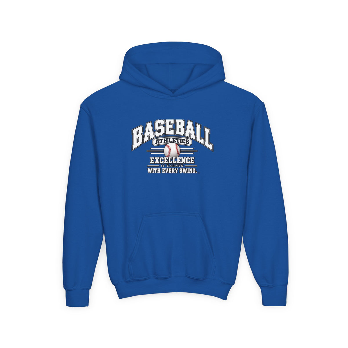 Baseball Athletics Youth Hoodie | Excellence Is Earned With Every Swing | Kids Baseball Youth Hoodie