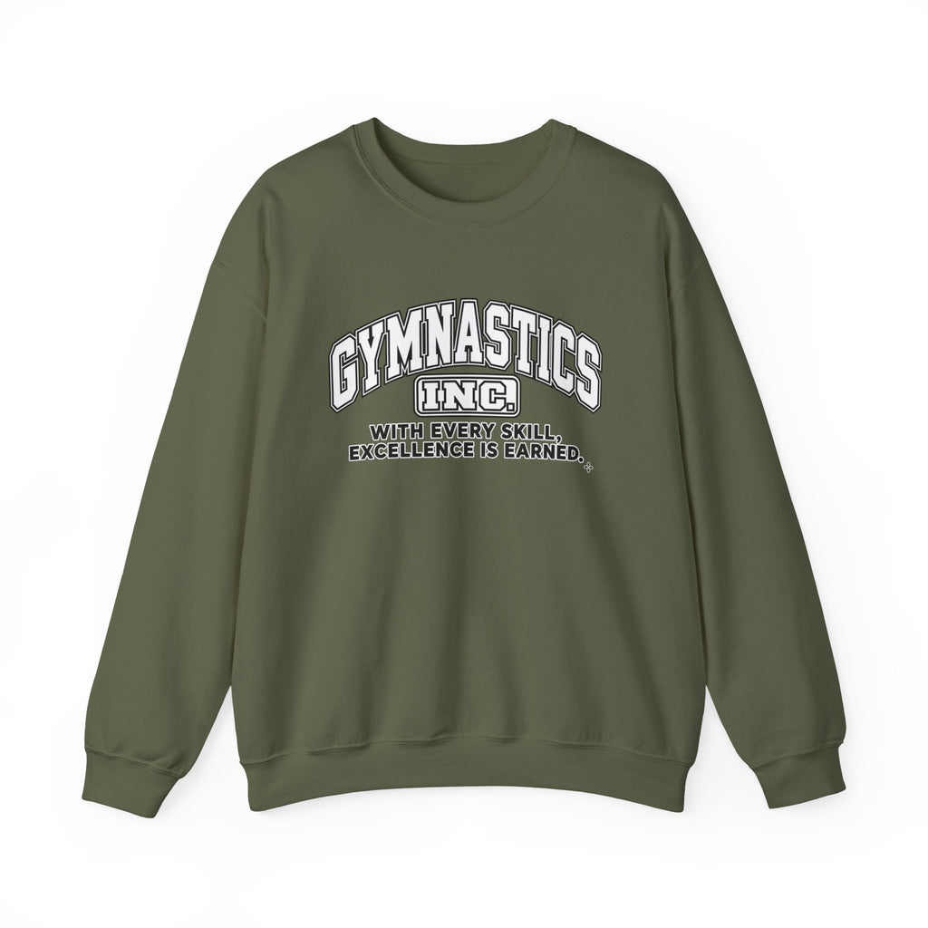 Gymnastics Inc. Sweatshirt | With Every Skill, Excellence Is Earned | Gymnastics Gildan Crewneck