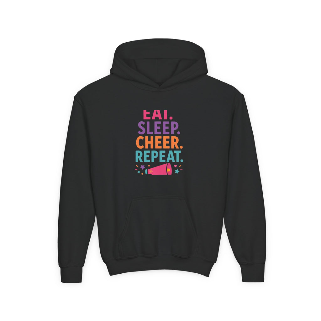 Eat Sleep Cheer Repeat Youth Hoodie | Cheerleader Gift | Girls Cheer Youth Hoodie