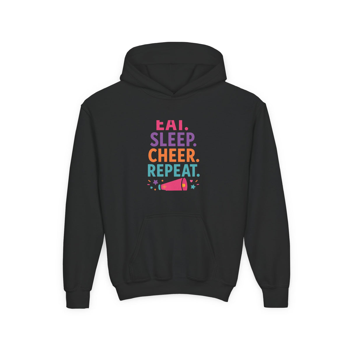 Eat Sleep Cheer Repeat Youth Hoodie | Cheerleader Gift | Girls Cheer Youth Hoodie