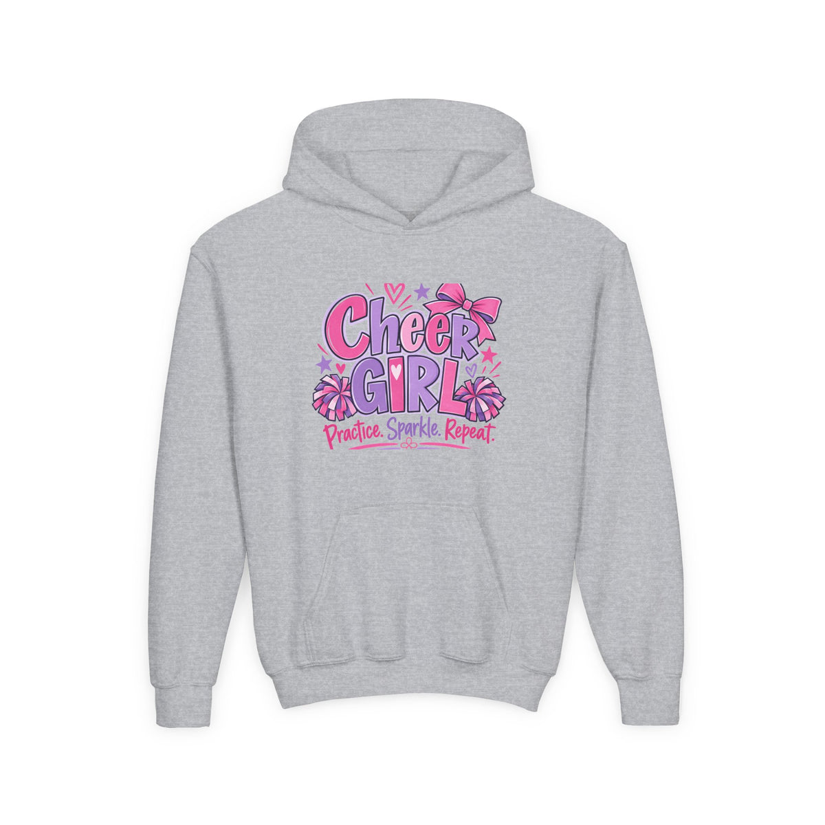 Cheer Girl Youth Hoodie | Practice, Sparkle, Repeat | Girls Cheer Youth Hoodie