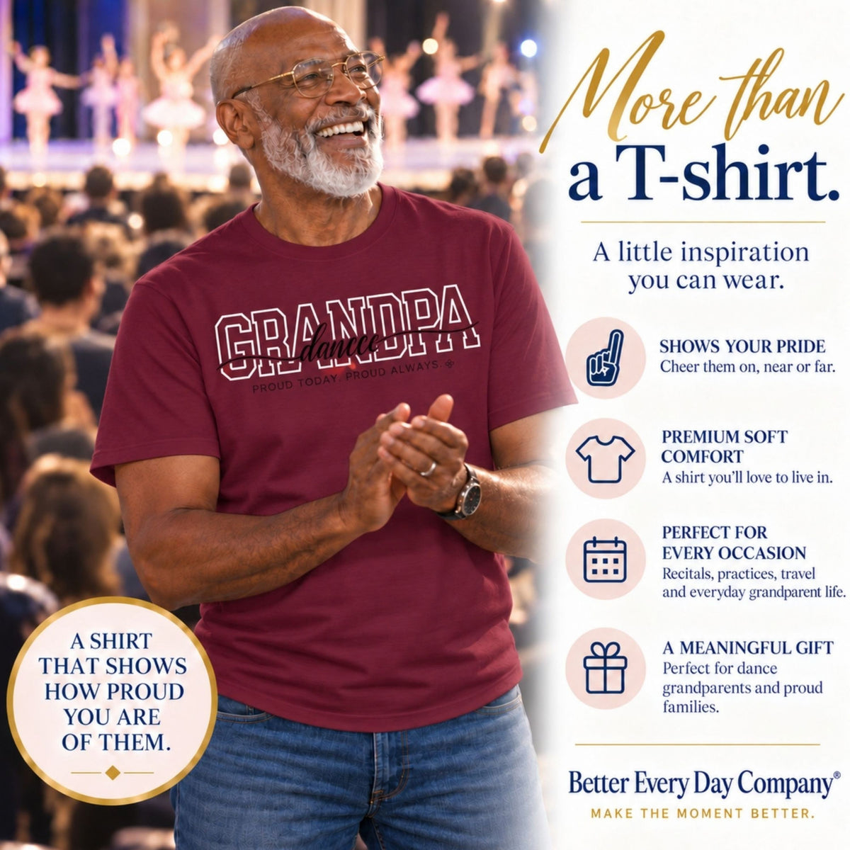 DANCE Grandpa Shirt - Proud Today. Proud Always. | Choose Your Team Shirt Color | Comfort Colors Tee