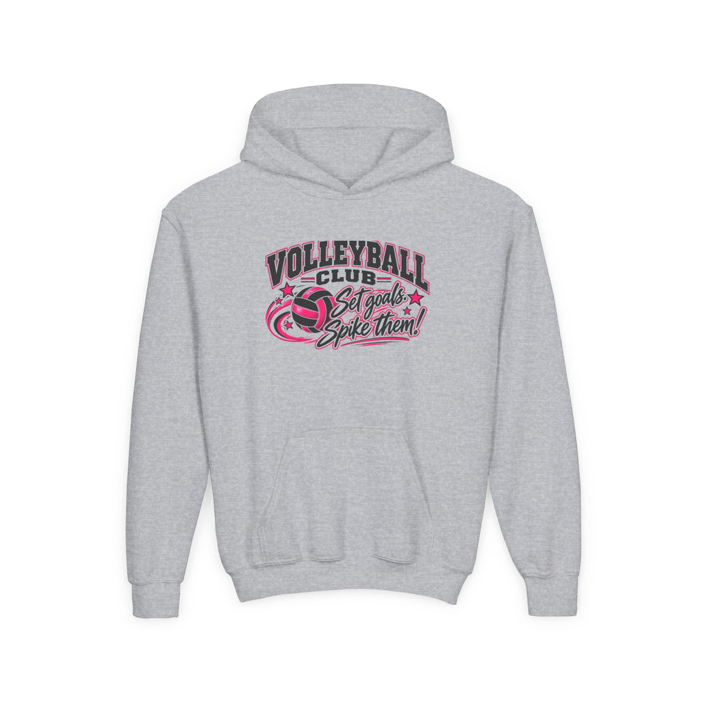 Volleyball Club Youth Hoodie | Set Goals, Spike Them | Girls Volleyball Youth Hoodie