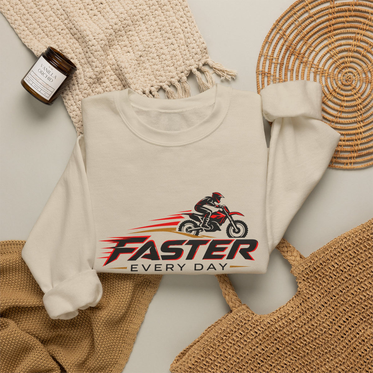 Faster Every Day Dirt Bike Logo Sweatshirt | Motocross Gift | Gildan Crewneck Sweatshirt