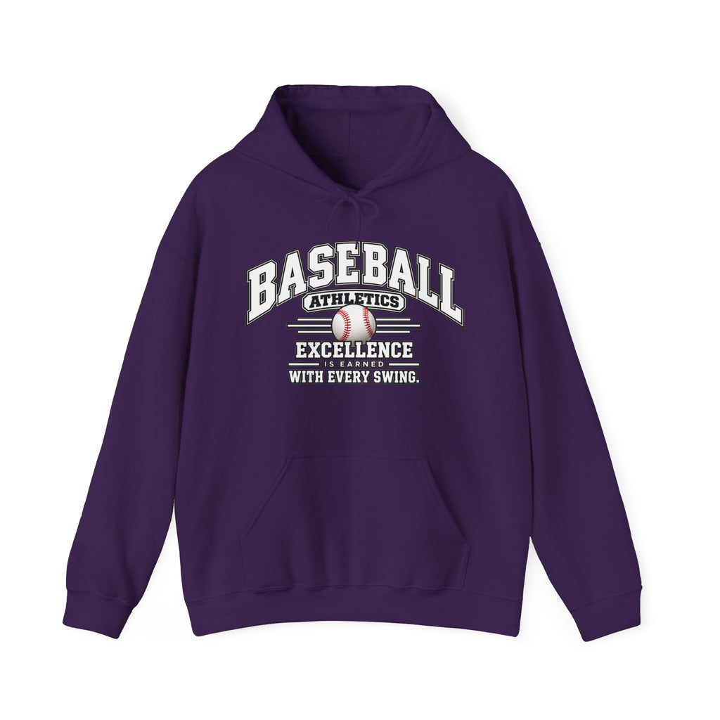 Baseball Athletics Hoodie | Excellence Is Earned With Every Swing | Baseball Gildan Hoodie