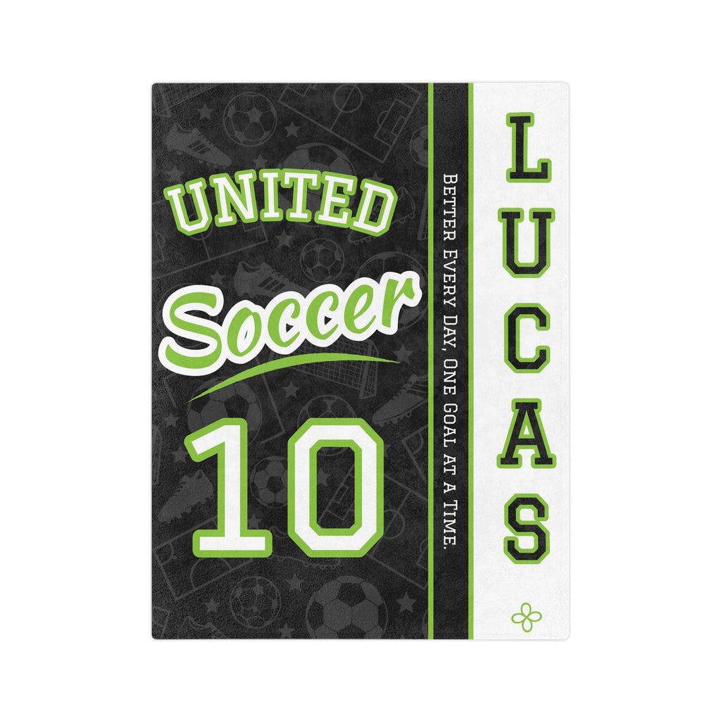 Personalized Soccer Blanket - Varsity Split Design | Custom Team Name, Number or Class Year & Player Name | Soccer Player, Senior Night Gift | Plush Throw