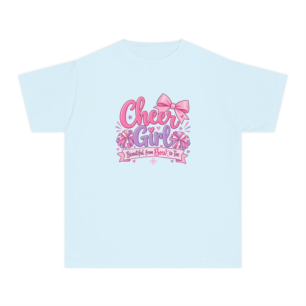Cheer Girl Youth T-Shirt | Beautiful From Bow to Toe | Girls Cheer Comfort Colors Youth Tee