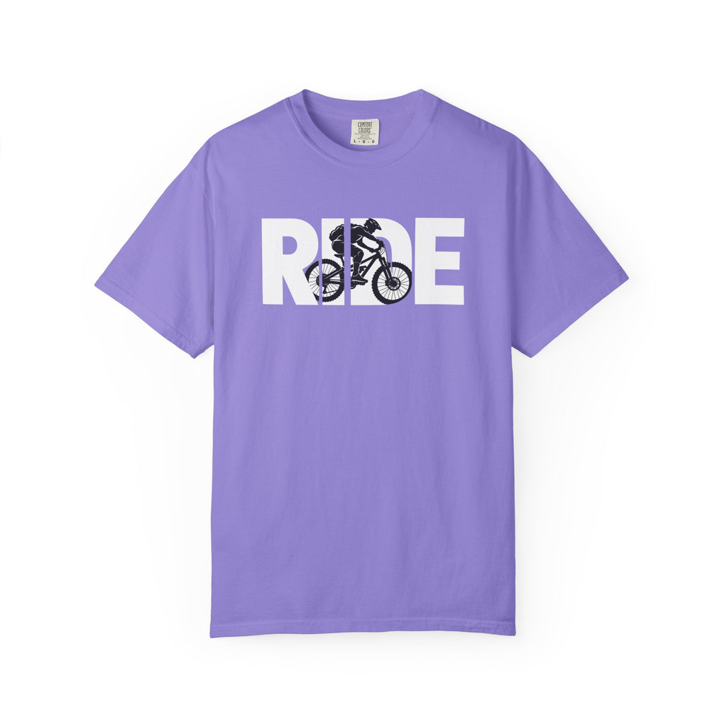RIDE Mountain Bike T-Shirt | Mountain Biker Graphic | Comfort Colors Tee
