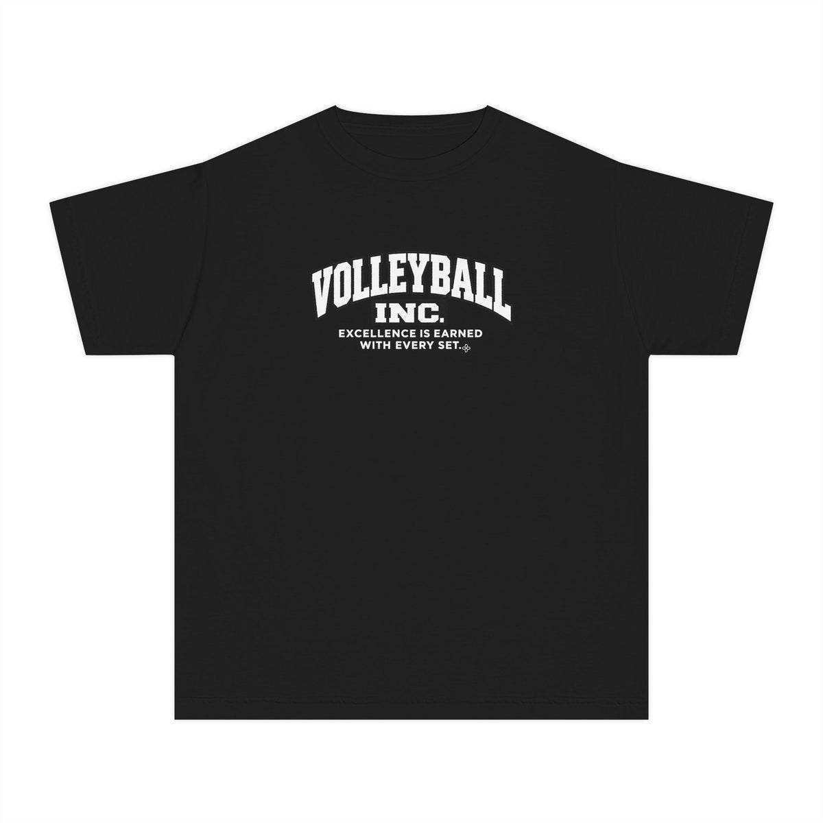 Volleyball Inc. Youth T-Shirt | Excellence Is Earned With Every Set | Girls Volleyball Comfort Colors Youth Tee