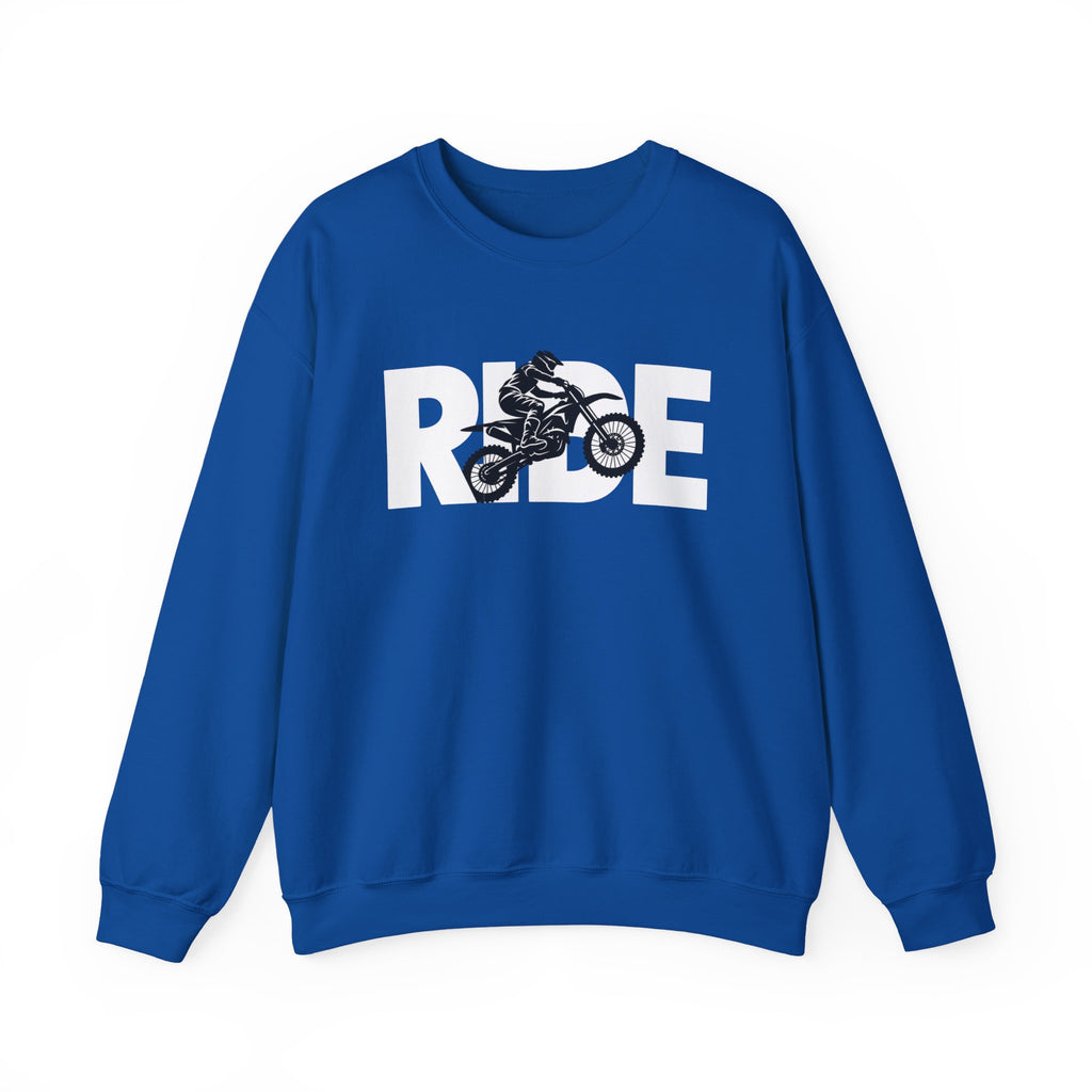 RIDE Dirt Bike Sweatshirt | Dirt Bike Rider Graphic | Gildan Crewneck