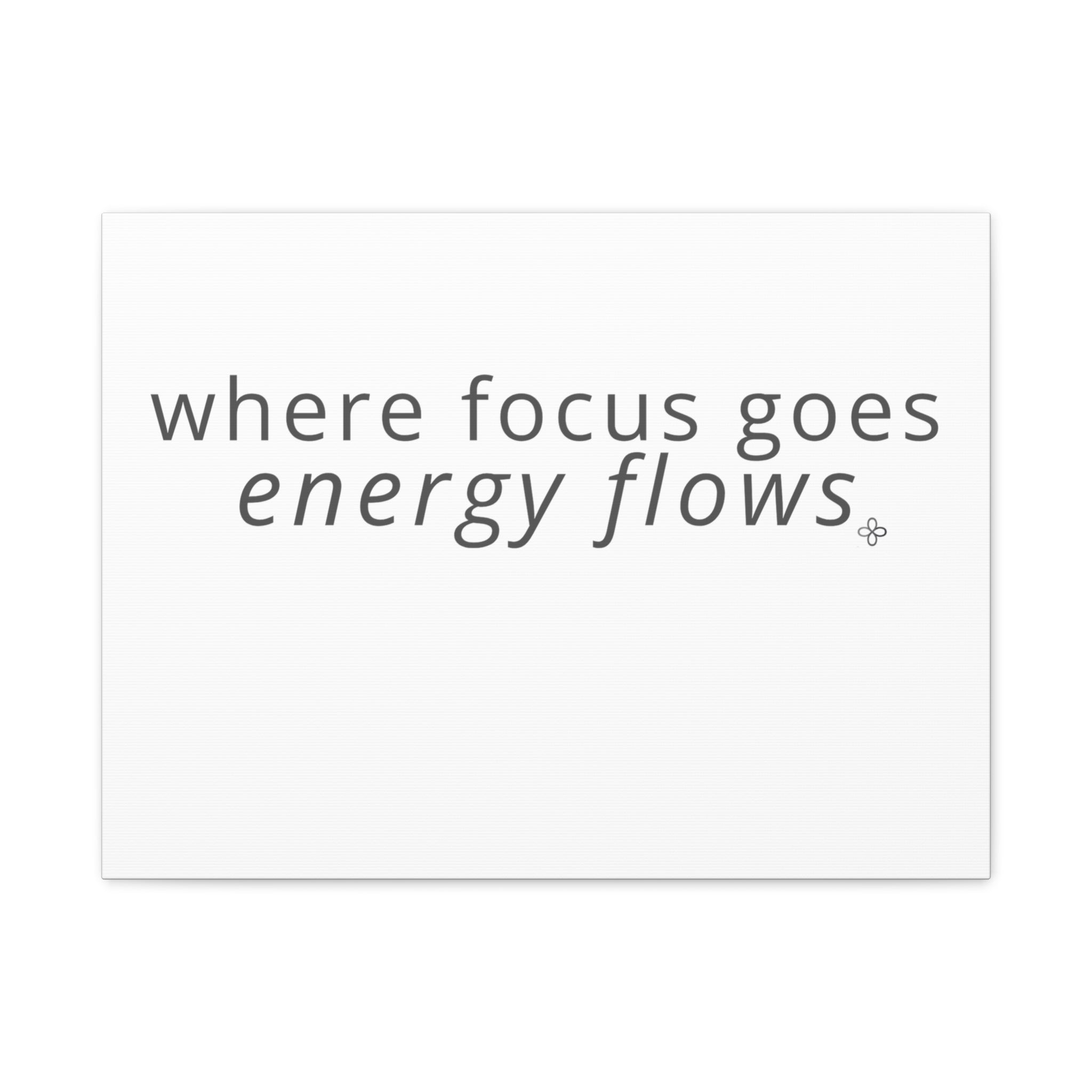 Focus Matte Canvas Wall Art "Where Focus Goes Energy Flows" — Minimalist Inspirational Quote, Poster