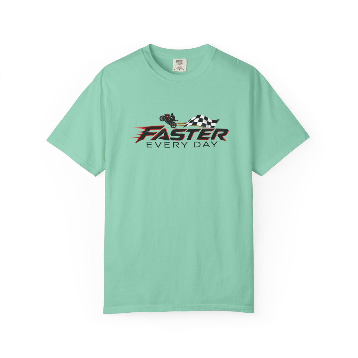 Faster Every Day Checkered Flag Logo Tee | Motorcycle Racing Shirt | Comfort Colors T-Shirt