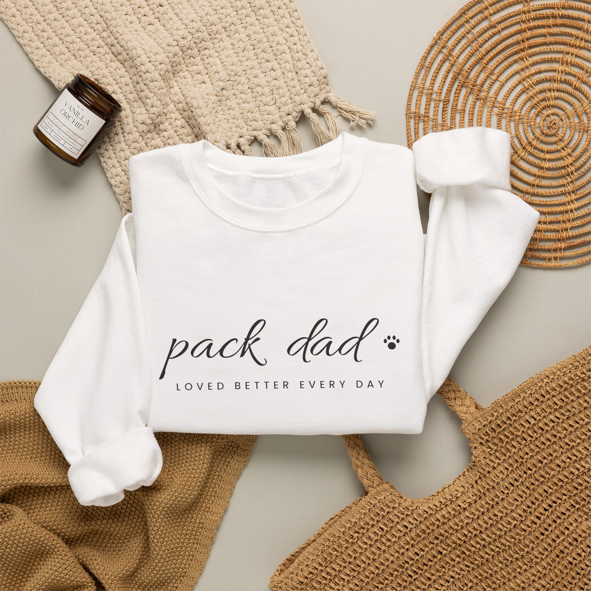 Personalized Pack Dad Sweatshirt - Loved Better Every Day | Pet Names on Sleeve | Choose Your Style | Custom Pet Dad Gift | Gildan Sweatshirt