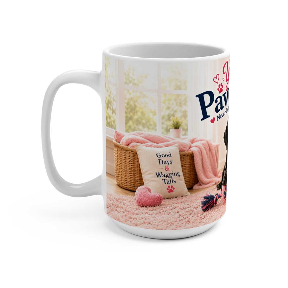 You're Paw-some, Never Forget How Amazing You Are - 15 oz Funny Dog Mug, Coffee Cup, Black Labrador Retriever Mug