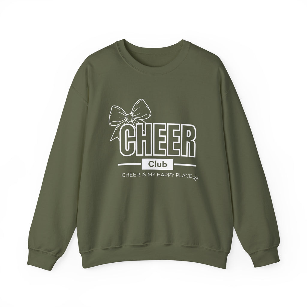 Cheer Club Bow Sweatshirt | Cheer Bow, Cheer Is My Happy Place | Cheer Gildan Crewneck