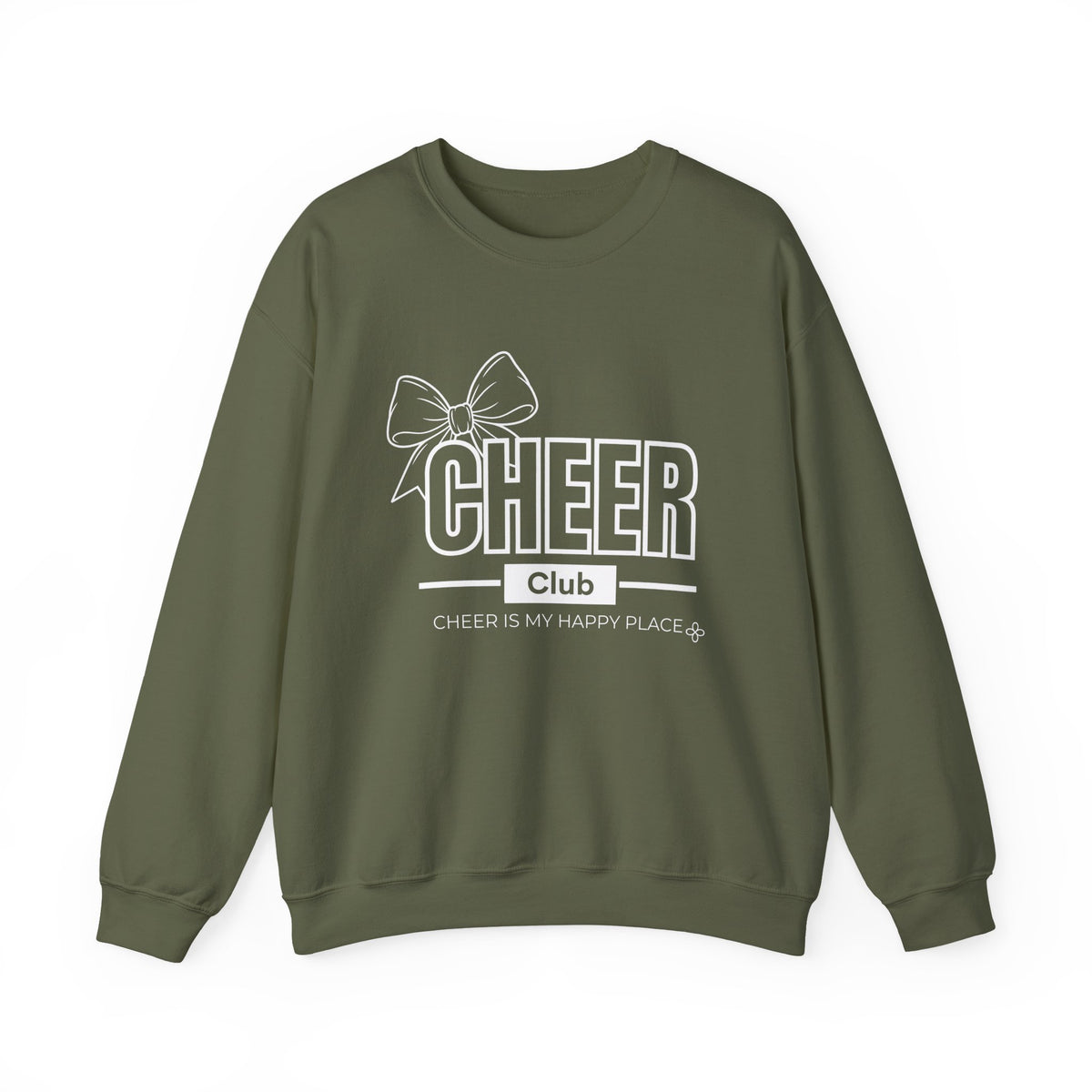 Cheer Club Bow Sweatshirt | Cheer Bow, Cheer Is My Happy Place | Cheer Gildan Crewneck