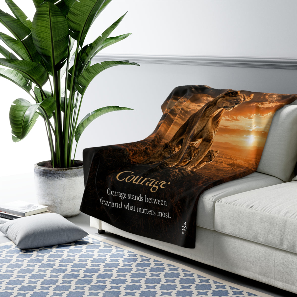 Courage Motivational Sherpa Blanket | Inspirational Quote Sherpa Fleece Throw | Uplifting Gift | Better Every Day