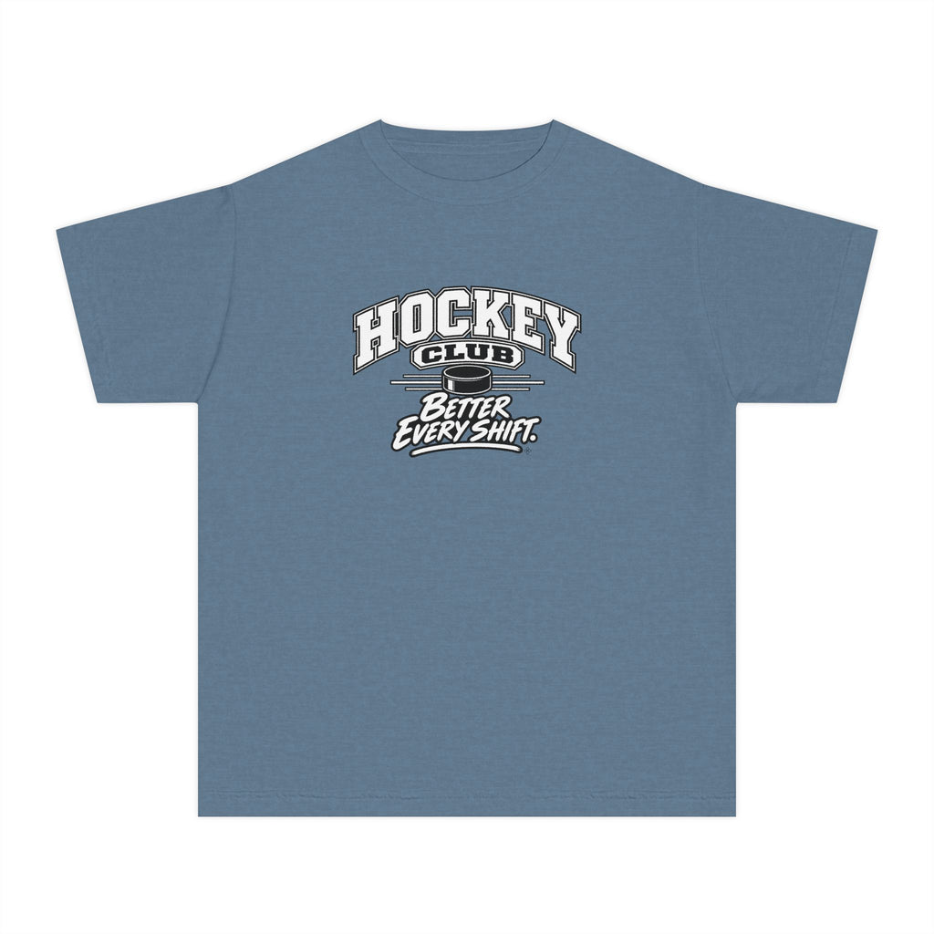 Hockey Club Youth T-Shirt | Better Every Shift | Kids Hockey Comfort Colors Youth Tee