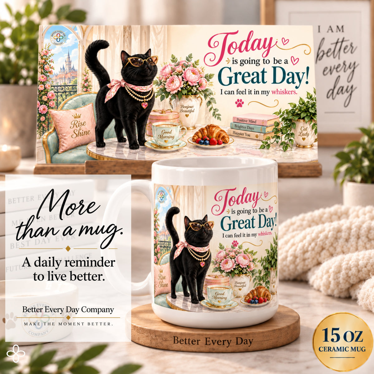 Today is Going to Be a Great Day - 15 oz Funny Cat Mug, Coffee Cup