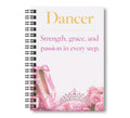 Dancer, Dance Notebook 8.5"x11" Wide Ruled Blank Notebook, Spiral