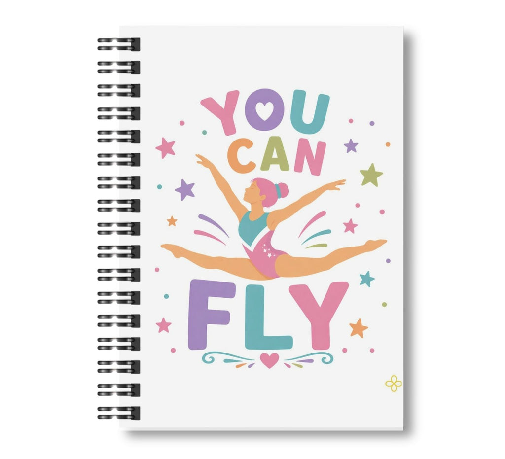 You Can Fly, Gymnastics Notebook, 8.5"x11" Wide Ruled, Kids Notebook, Blank Notebook, Spiral Bound