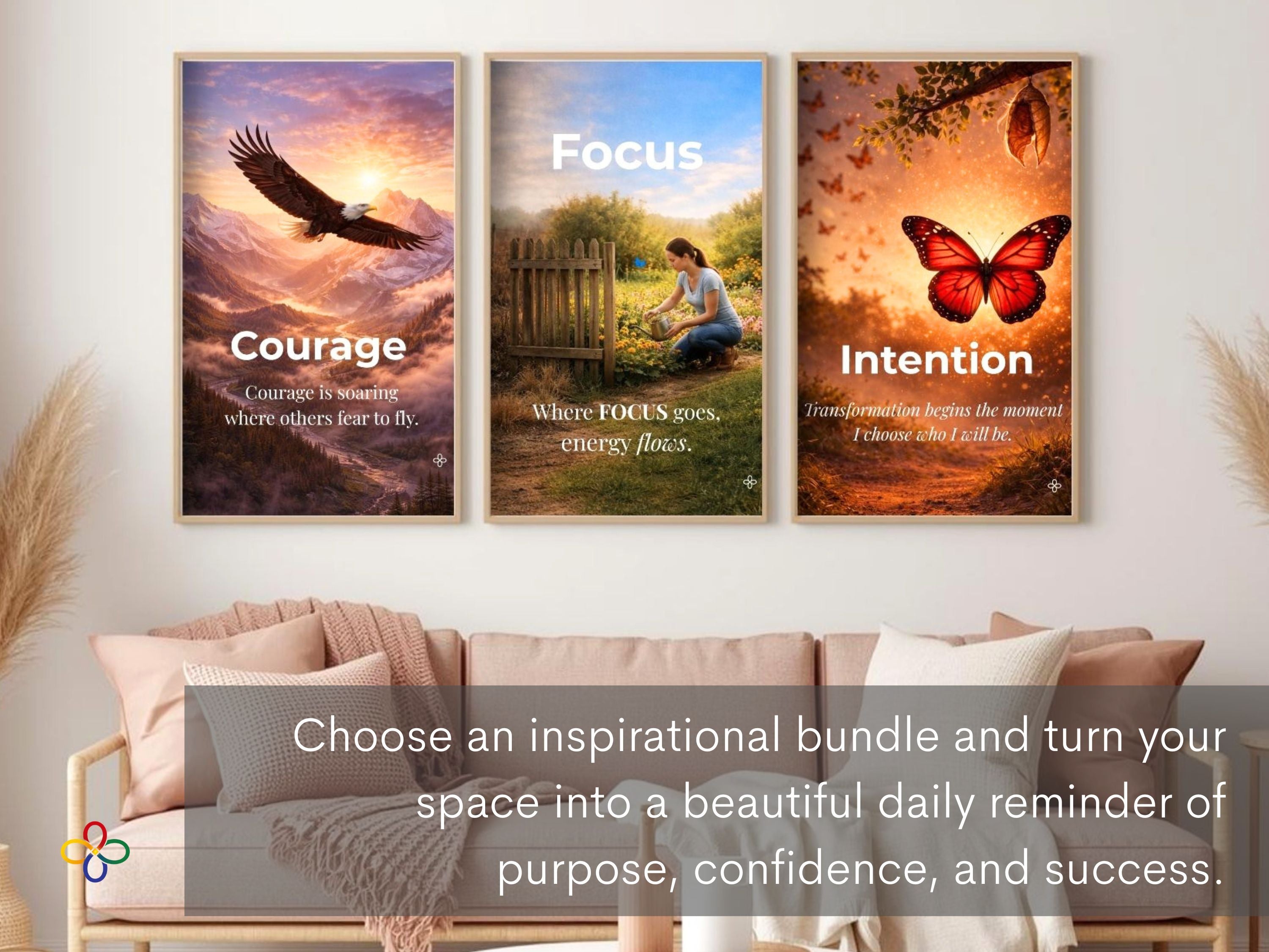 Courage Inspirational Eagle Bird Print, Quote Poster, Motivational Wall Art (Digital Download) Wallart