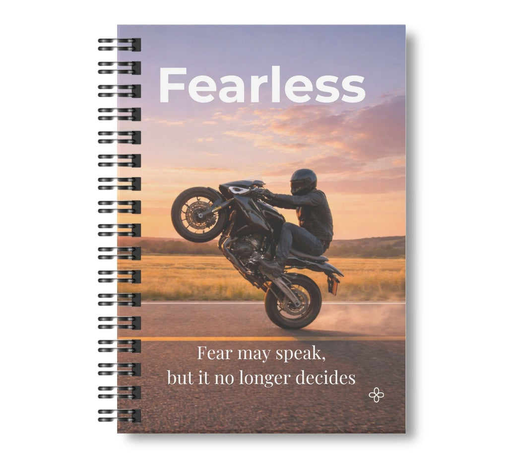 Fearless - Motorcycles, Inspirational Journal, 6"x9" College Ruled Motivational Blank Notebook, Spiral Bound