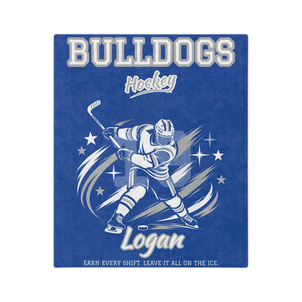 Personalized Hockey Blanket - Player Spotlight Design | Custom Team Name, Number & Player Name | 2 Styles, Your Team Colors | Plush Throw
