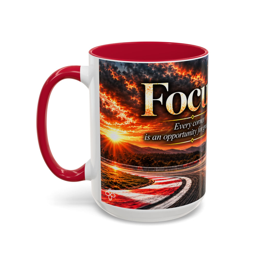 Focus - Every Corner Is an Opportunity for Greatness | 15 oz Motorcycle Racing Mug, Coffee Cup