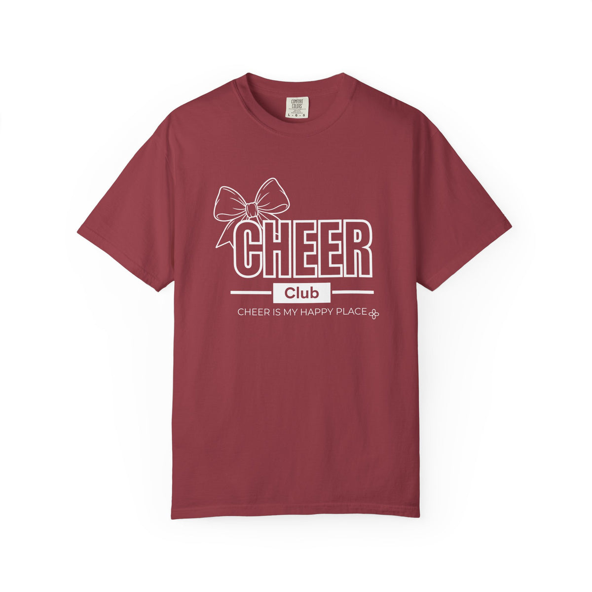 Cheer Club Bow T-Shirt | Cheer Bow, Cheer Is My Happy Place | Cheer Comfort Colors Tee