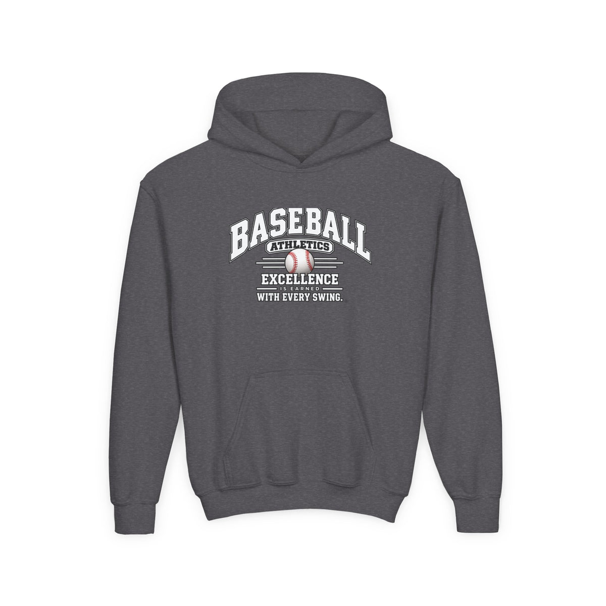 Baseball Athletics Youth Hoodie | Excellence Is Earned With Every Swing | Kids Baseball Youth Hoodie